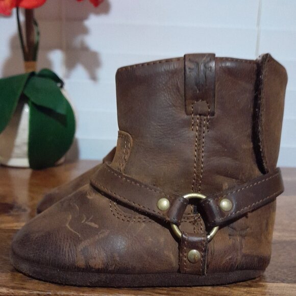 Frye Other - Frye Brown Leather Soft Harness Boots Sz 3 Months